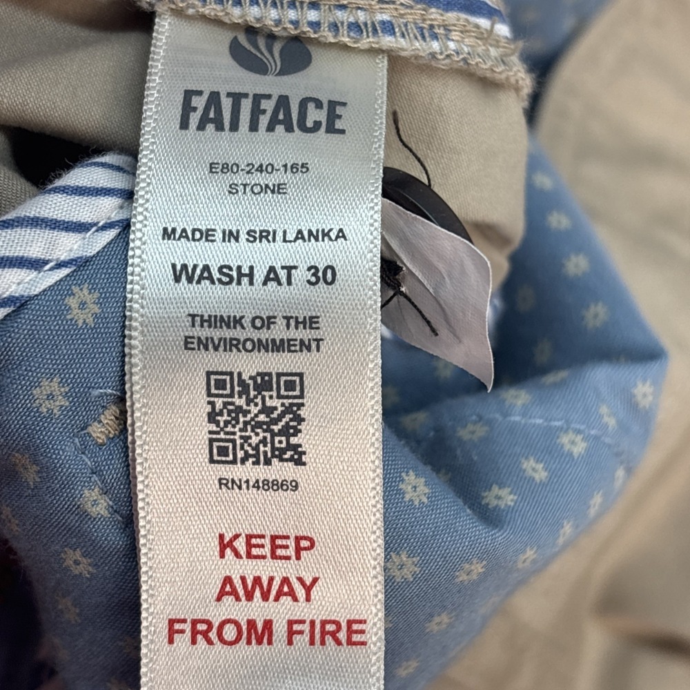 Fat Face Men's Size 40 Mawes Chino Shorts Flat Front Stone Cotton Stretch NEW - Picture 9 of 14